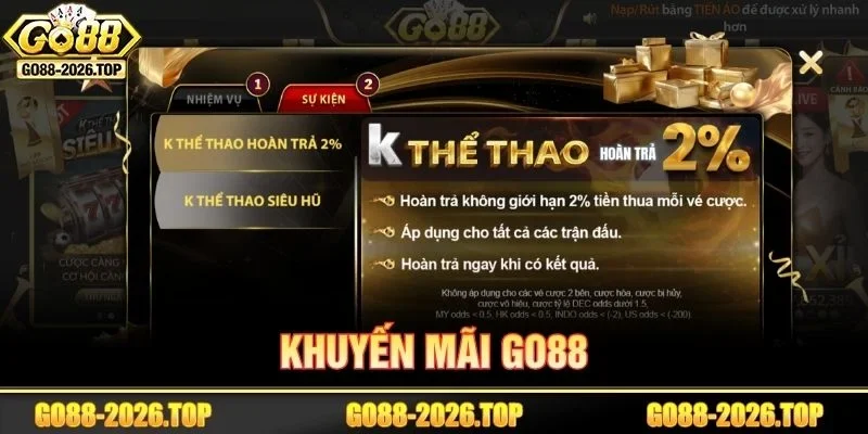 Kho khuyến mãi bùng nổ tại sân chơi cá cược GO88.